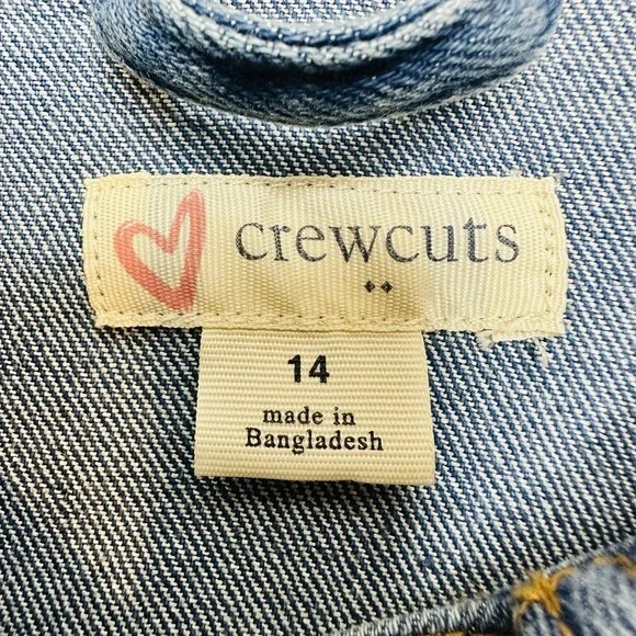 J.Crew Crewcuts Button Front Jean Jacket Blue Youth Girls Classic Crop Size 14 - Picture 3 of 16